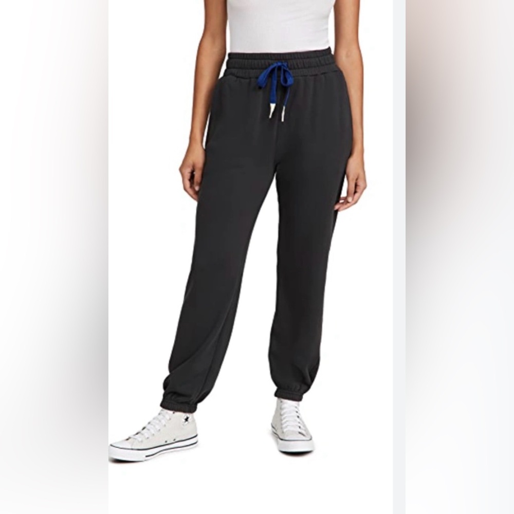 MOTHER Black Track Pants with Blue Drawstring